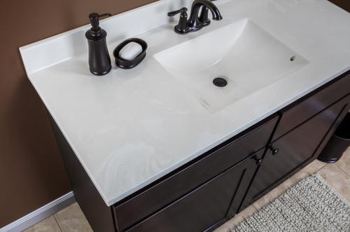 Wolf Classic Cabinet in Dark Sable Stain & Cultured Marble Vanity Top in Cloud White