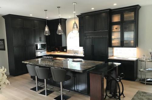 Wolf Designer Kitchen Cabinetry in Charcoal Stain With Black Glaze