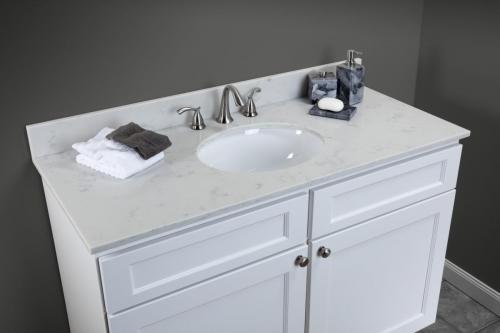 York White Vanity Quartz  Tempest Carrara Vanity Top 1